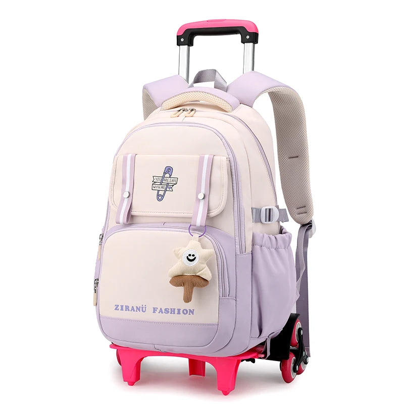 School Backpack with wheels Rolling Backpack for Girls Kids Student Wheeled Backpack Trolley School Bag Travel Trolley Luggage
