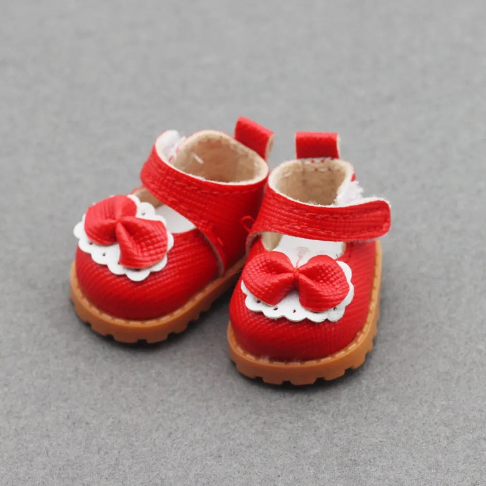 Doll Leather Shoes Labubu Bow Shoes for 17cm Labubu 10cm EXO /Cotton Doll Finger Shoes