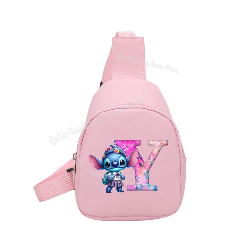 Cartoon Lilo&stitch Pu Chest Bag Mini Outdoor ShoulderBag Boy Girl Satchel Bags Costume Accessories Students Crossbady Bag Purse