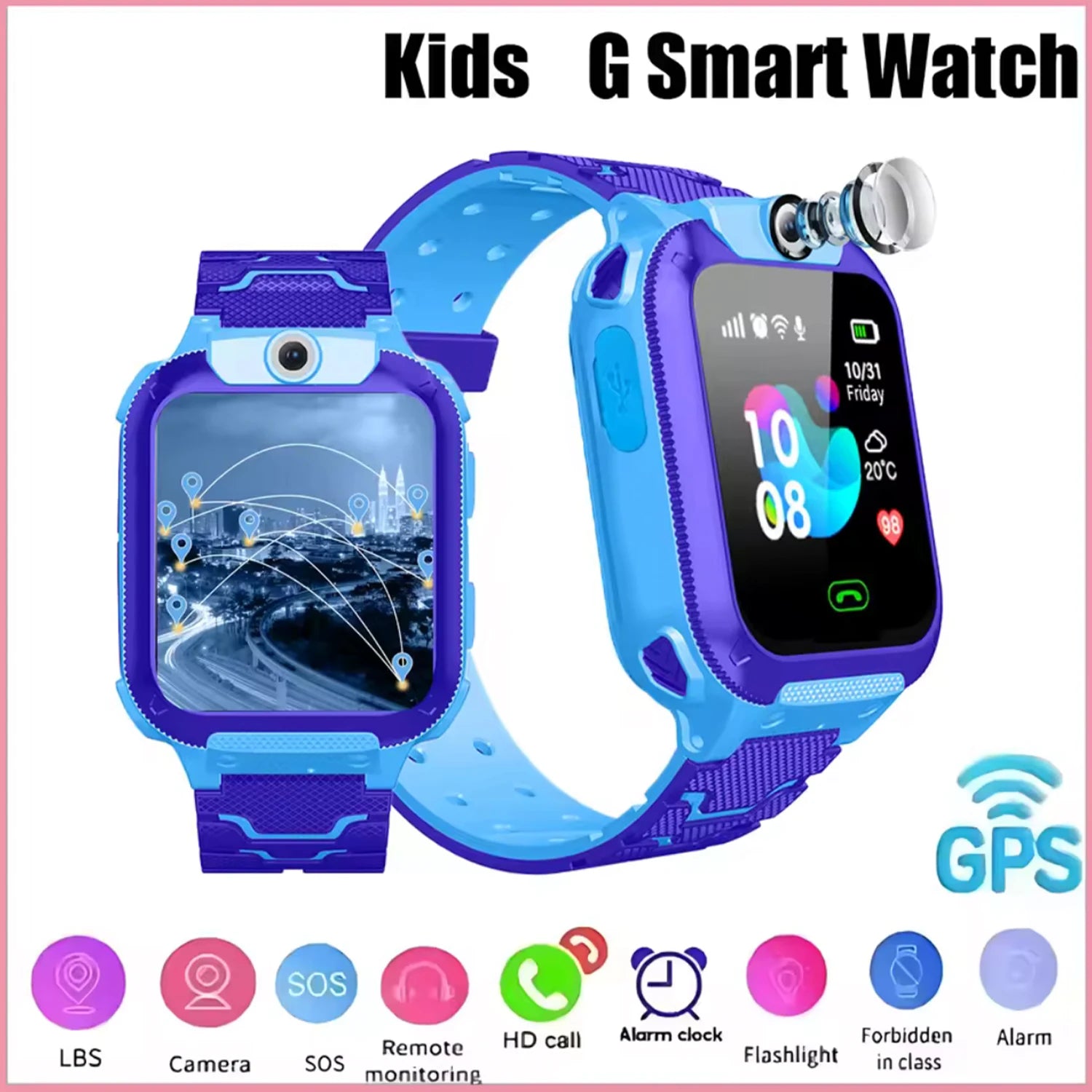 Kids Smart Watch SOS Antil-lost GPS Location Camera Sim Card Call IP67 Waterproof Smart Watch For Android Ios Kids Gift 2025New