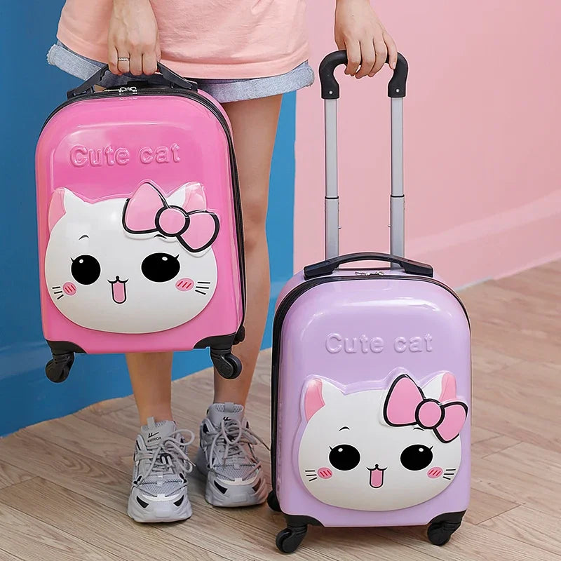 XQ kids travel suitcase 18-inch carry ons luggage trolley case for girls boys gift cabin rolling luggage spinner cute Cartoon