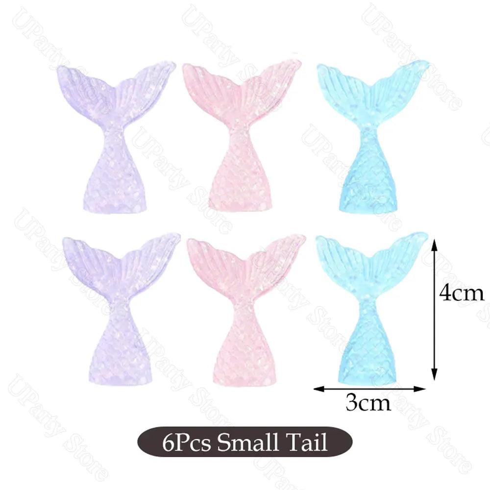 Mermail Cake Decoration Glitter Blue Pink Purple Soft Ceramic Mermail Tail Cake Toppers for Girls Birthday Baby Shower Party Dec