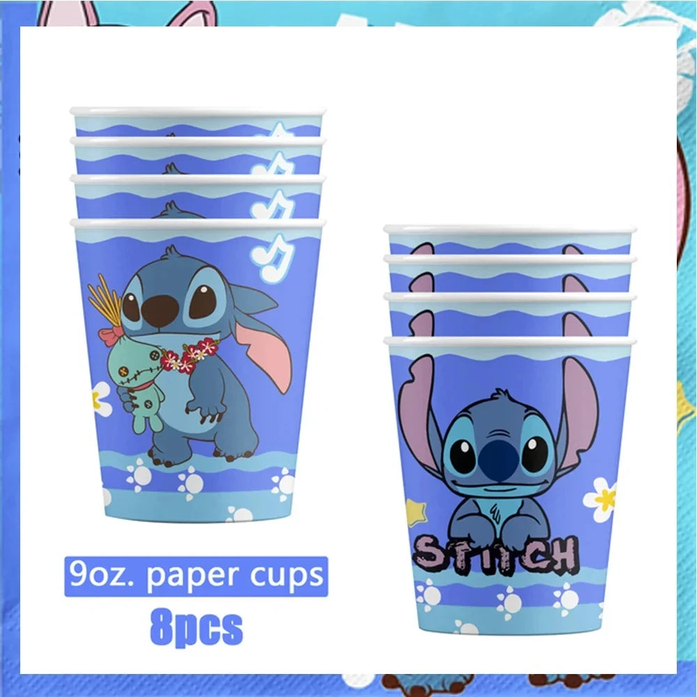 Lilo & Stitch Birthday Party Decorations Stitch Foil Balloons Disposable Tableware Set Backdrop Plate Napkin Kids Party Supplies