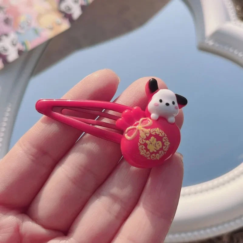 6Pcs Sanrio Hello Kitty Hair Clips Anime Cartoon My Melody Charm Girls Hair Accessories Kawaii Women BB Clips Bangs Clip Gifts