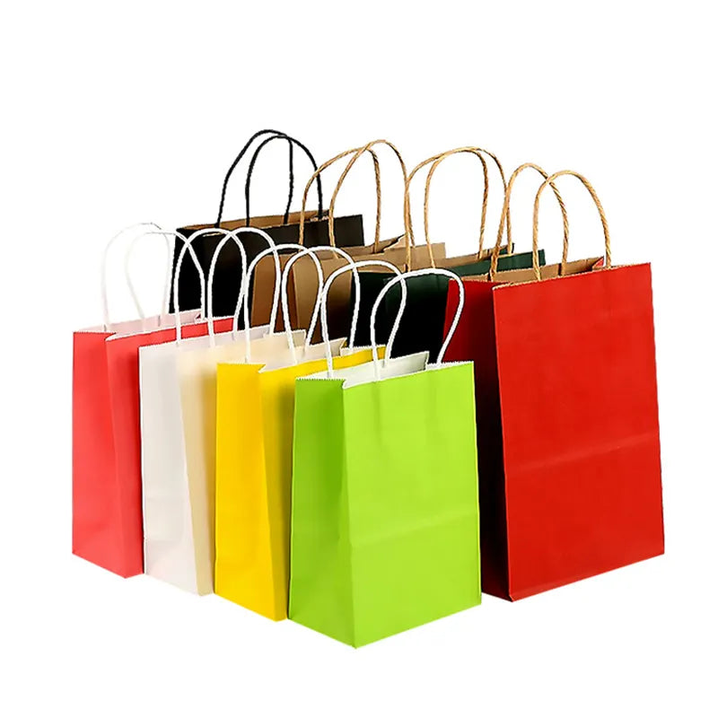 10/30/50pcs Holiday Party Gift Bag with Handle Jewelry Shopping Bag Thanksgiving Valentine's Day Marriage Gift Colored Paper Bag