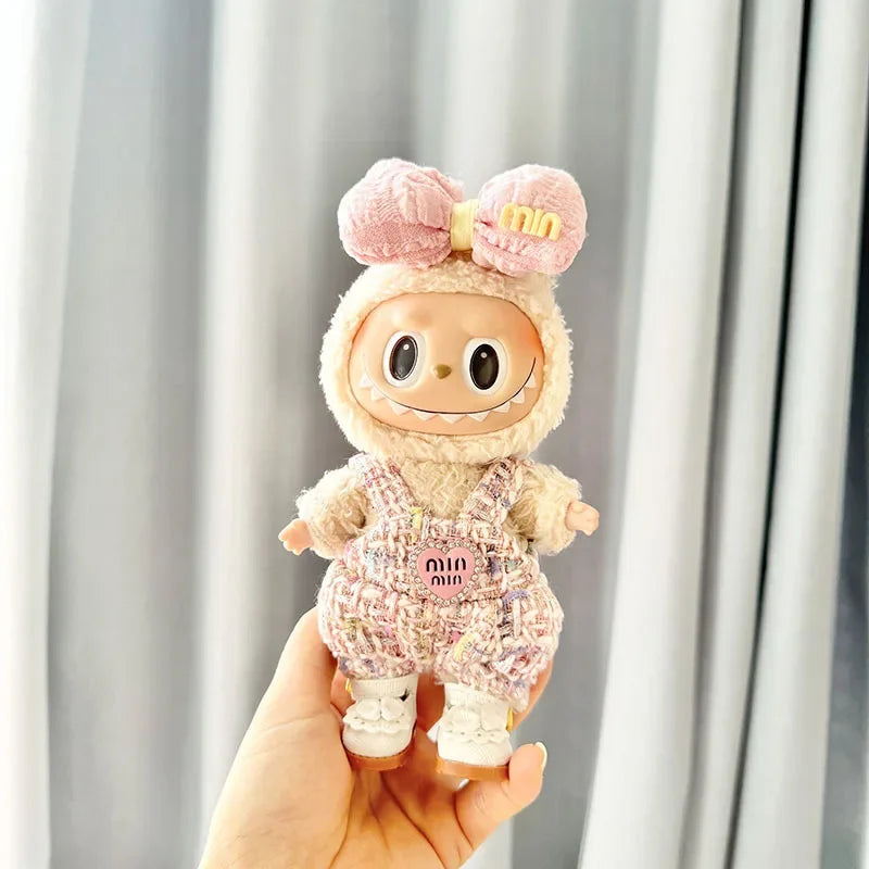 Cute 17cm Labubu Idol Doll Outfit Camellia Dress Bag Shoes Set The Monster Sitting Party Collection Mini DIY
