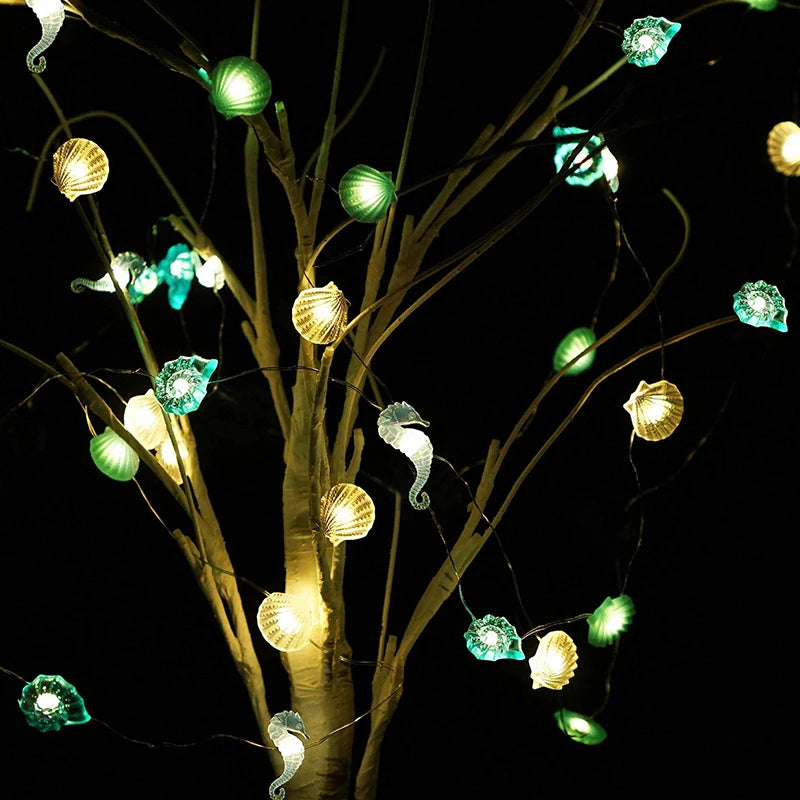 2m 20LED Seashell Starfish String Lights Ocean Theme Party Fairy Light Mermaid Birthday Party Decorations Girl Baby Shower favor