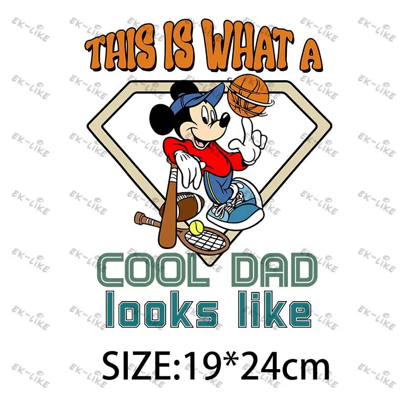 Dad Squad King Lion Toy Story Mickey Stitch Happy Father's Day Iron on Picture on Clothes Strong viscosity Diy Craft