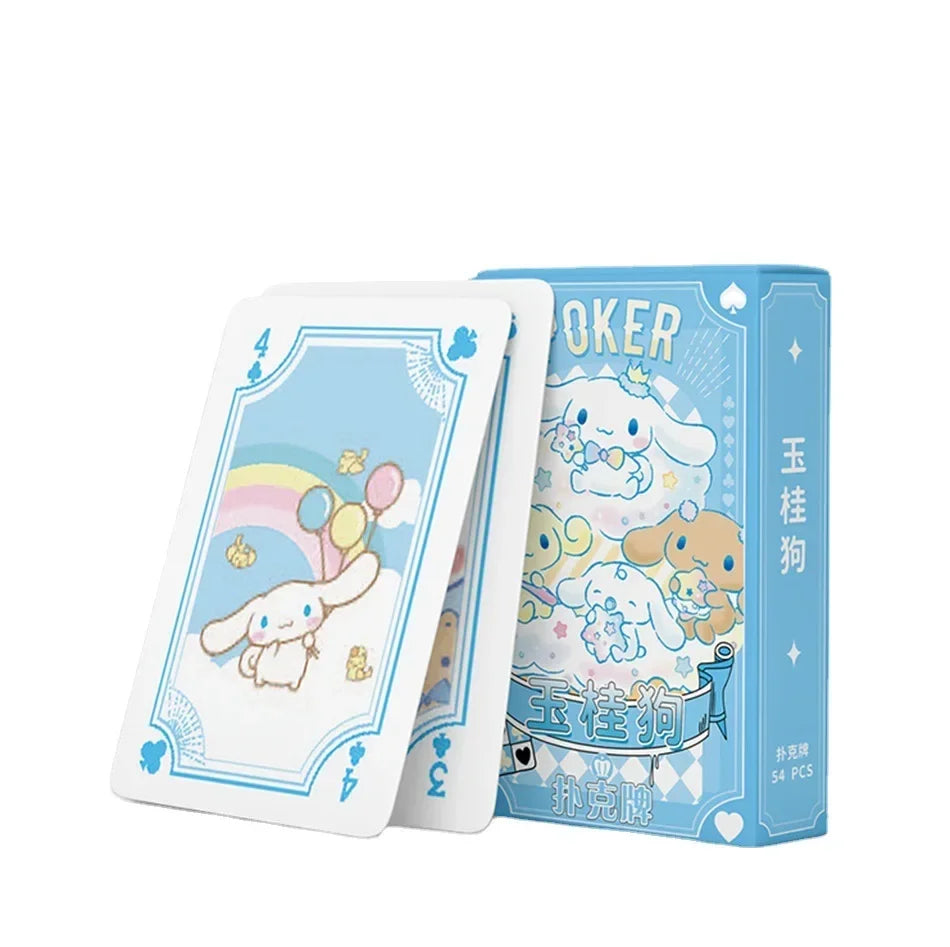 Kawaii Sanrio Poker Playing Cards Board Games Cartoon Hello Kitty Kuromi Cinnamoroll Melody Pompompurin Kids Toys Deck Card Gift