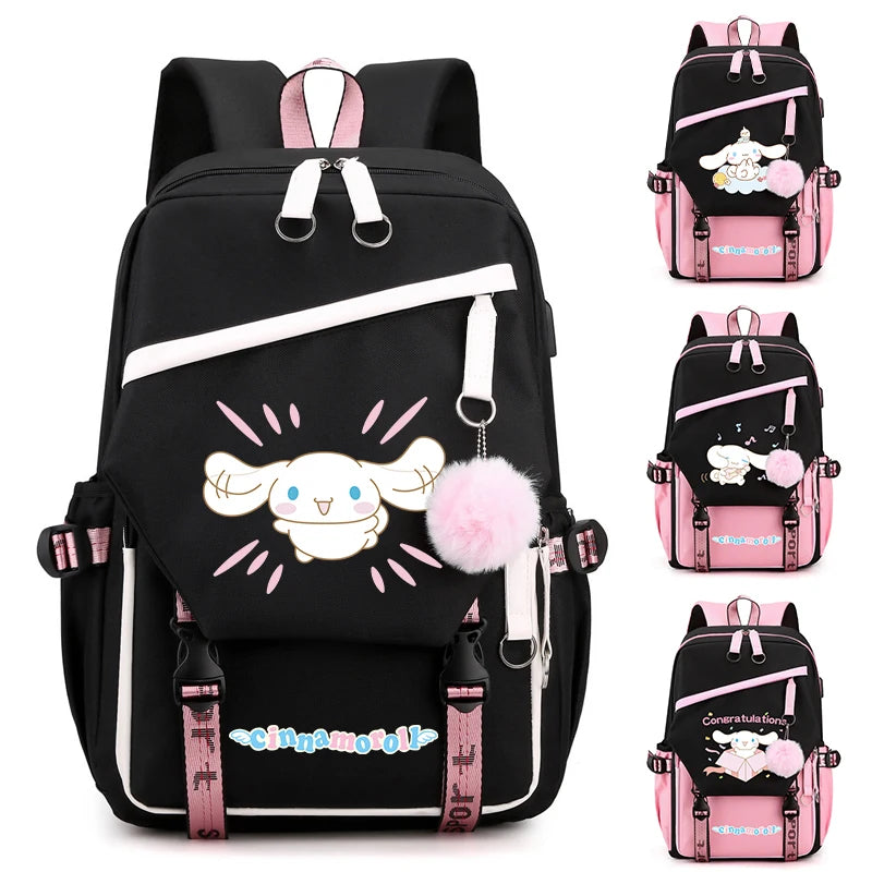 Sanrio Kuromi Cinnamoroll Backpack Teenager Student Rucksack Girl Boy Kids Anime Knapsack Women Cute Cartoon Bag Travel Mochilas