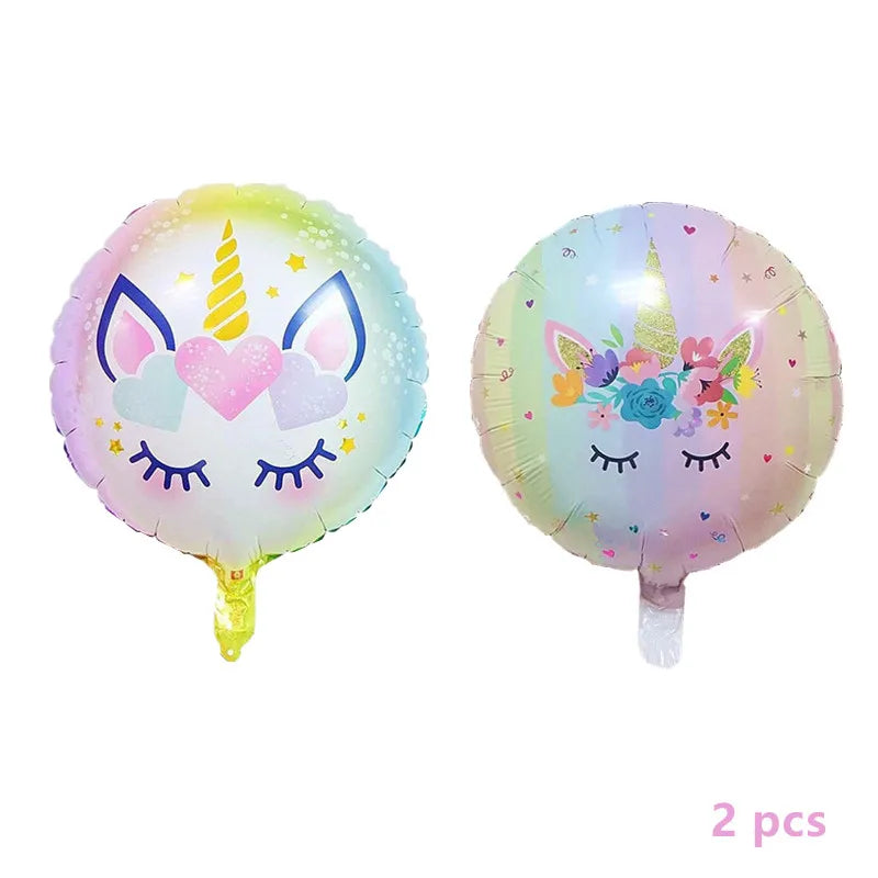 18 Inch Round Eyelash Flower Inflatable Unicorn Foil Balloon Happy Birthday Girls Party Holiday Wedding Decoration