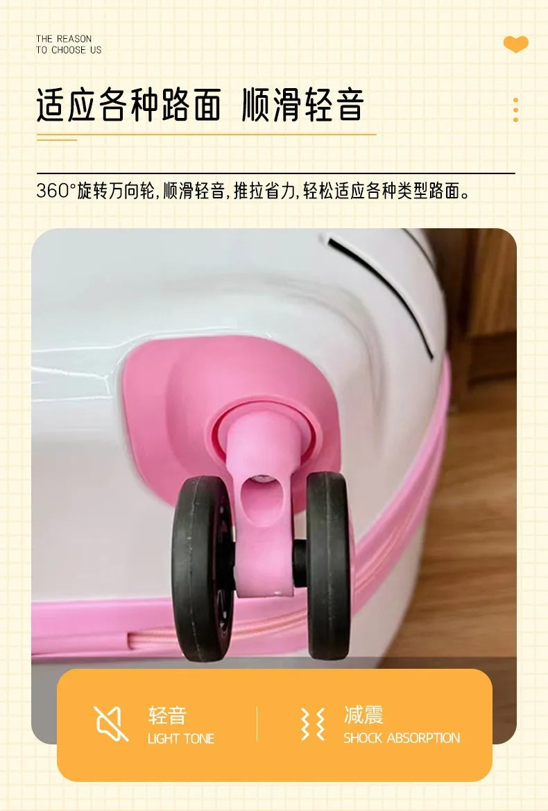 New Hello Kitty 14/20 Inch Cartoon Travel With Lock Trolley Box Cute Suitcase Makeup Case Large-capacity Storage Box Girls Gifts