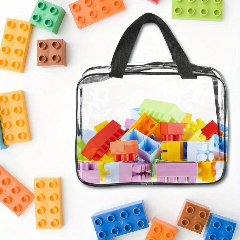 Large Toy Storage Bags Reusable Clear PVC Board Game Storage Travel Waterproof Organizer Bags for Books Building Blocks Puzzle