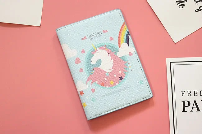 Lovely unicorn girl travel abroad passport bag protective cover waterproof  credit card holder minimalist wallet card wallet
