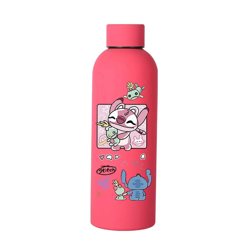 Lilo&Stitch Insulated Cup Sports Small Mouth Bottle Angel Colour Double-layer Vacuum Stainless Steel Cola Coffee Frosted Bottle