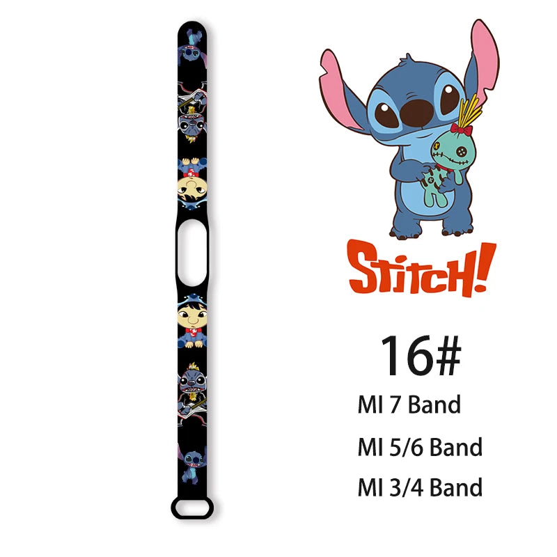 Lilo & Stitch Strap for Xiaomi Mi Band 7 bracelet Sport silicone watch wristband Miband wriststrap For Xiaomi mi band 3 4 5 6 7