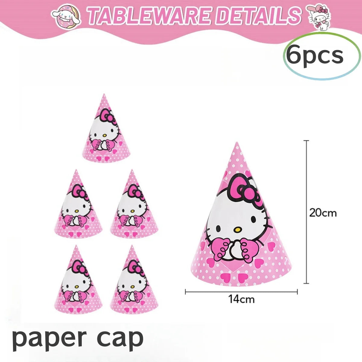 Hello Kitty Birthday Party Decorations Kawaii Cat Tableware Plate Tablecloth Baby Shower DIY stickers Girls Gifts Party Supplies