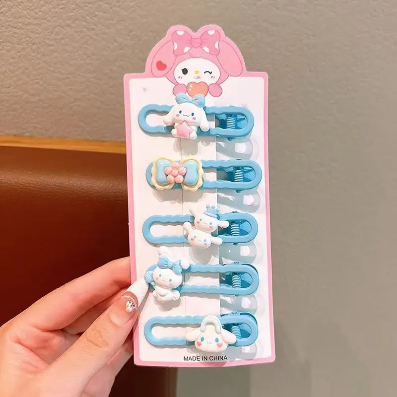 Sanrio Kids Hair Clips Set Cartoon Barrettes for Girls Soft Hairpins with 3D Charm Non-Slip Side Bangs Clips Hair Accessories