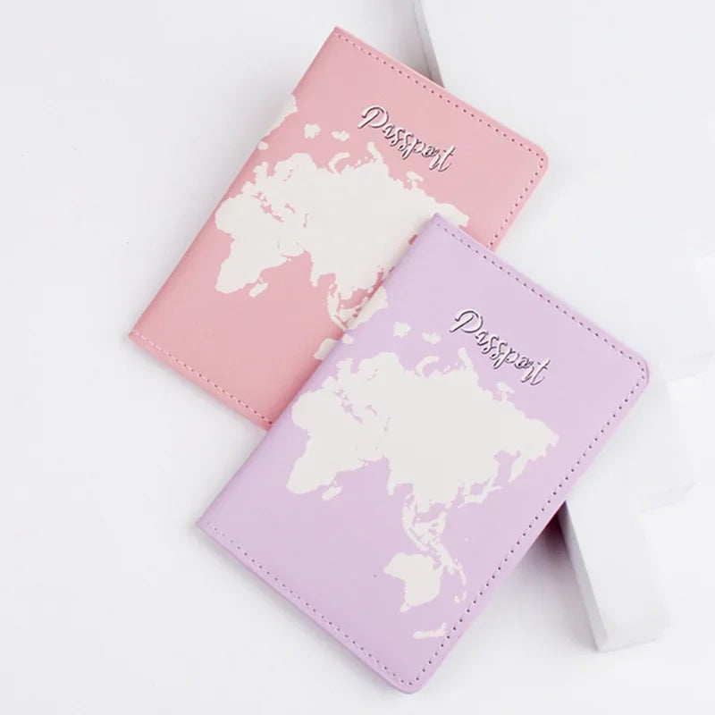 Pink Purple Women Girls Passport Cover Case for Travel Accessories PU Leather Passport Holder Protector Sleeve with Card Slot