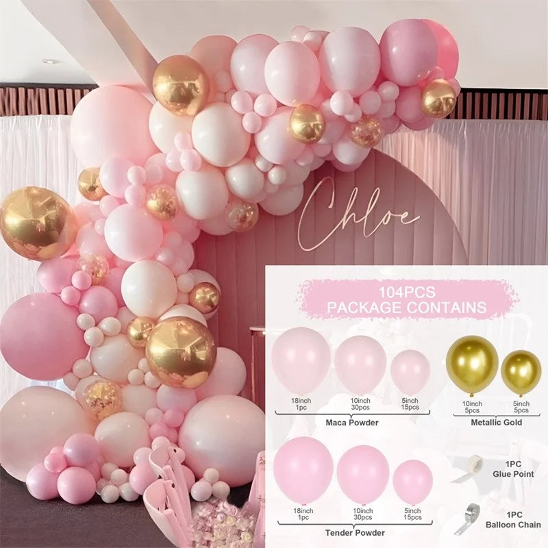 Pink Gold Balloon Garland Arch Kit Birthday Party Decor Kids Girl Wedding Birthday Party Baloon Supplies Baby Shower Latex Balon