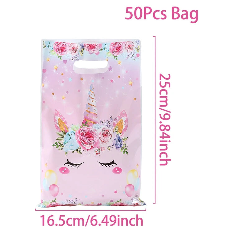 Rainbow Unicorn Handbag Candy Bag Happy 1st Birthday Party Decorations Kids Favors Gift Unicorn Box Baby Shower Girls Supplies