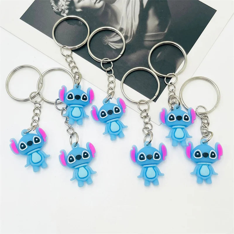 10Pcs/Lot Cartoon Cute Disnesy Stitch Mini Keychain Kawaii Doll Keyring Fashion Bag Cute Ornament Pandent for Girls Gifts Toys