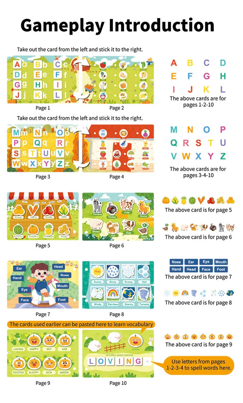 Montessori Children Busy Book My First Quiet Book Paste Early Learning Education Toys Children Matching Game For Kids 2 3 Years