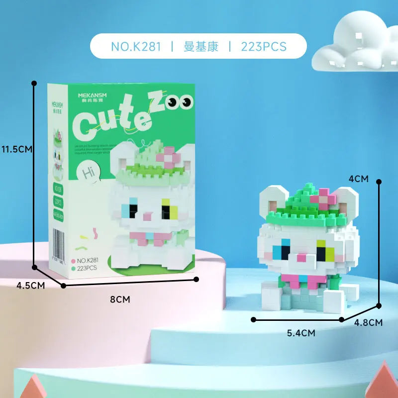 Cat Animal Brick Toy for Children Girls 8 To 10 Years Old Birthday Gifts Construction Block Set Mini Building Blocks Educational