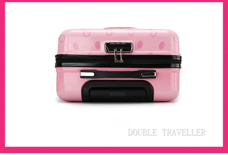 New cartoon kids travel suitcase on wheels,carry on cabin trolley luggage bag,girls rolling luggage case,children gift,suitcase