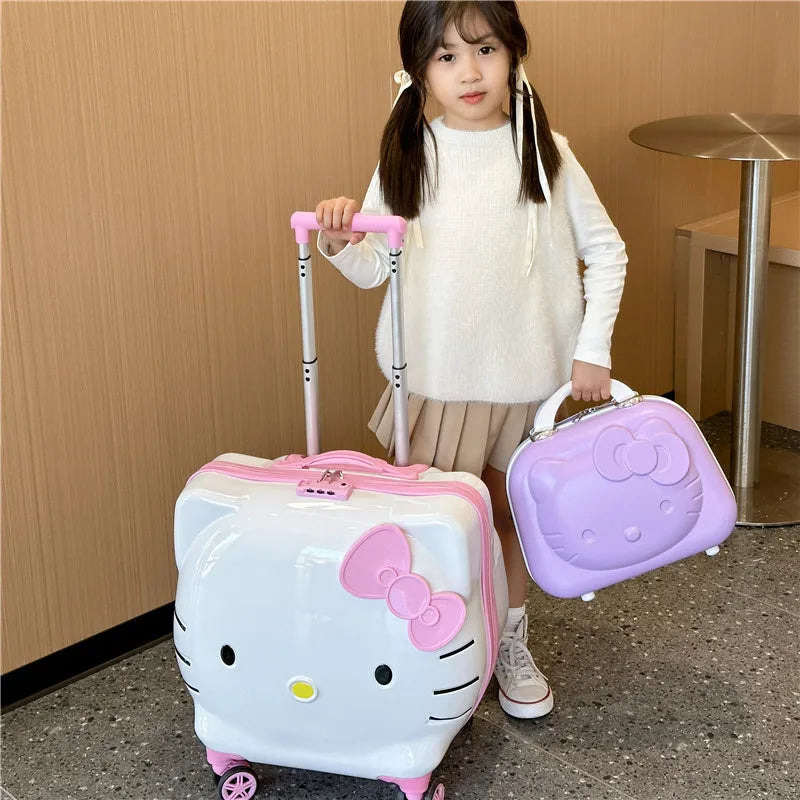 Hello Kittys Trolley Case Girls Sanrioed Universal Wheel Trolley Portable Suitcase Cartoon Travel Boarding Case Kids Toys Gift