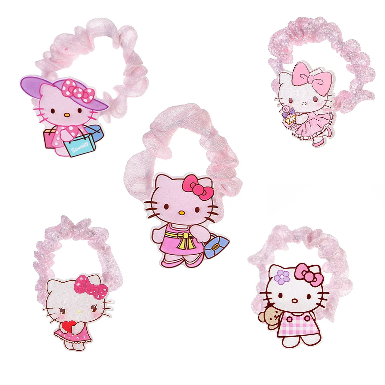 Sanrio Hello Kitty Cat Hair Band Cute Cartoon Girl&Child Sweet Kawaii Bestie Hairpin Charm Ponytail Holder Holiday Gifts