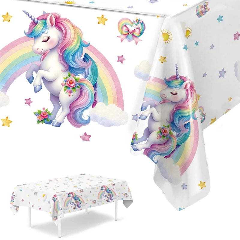 Rainbow Unicorn Disposable Tableware Happy 1st Birthday Party Decorations Kids Unicorn Theme Wedding Baby Shower Girls Supplies