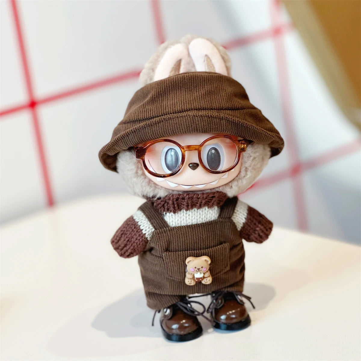 17cm Mini Plush Doll'S Clothes Outfit Accessories For Korea Kpop Exo Labubu Idol Striped clothes eyes shoes suit Clothing Gift