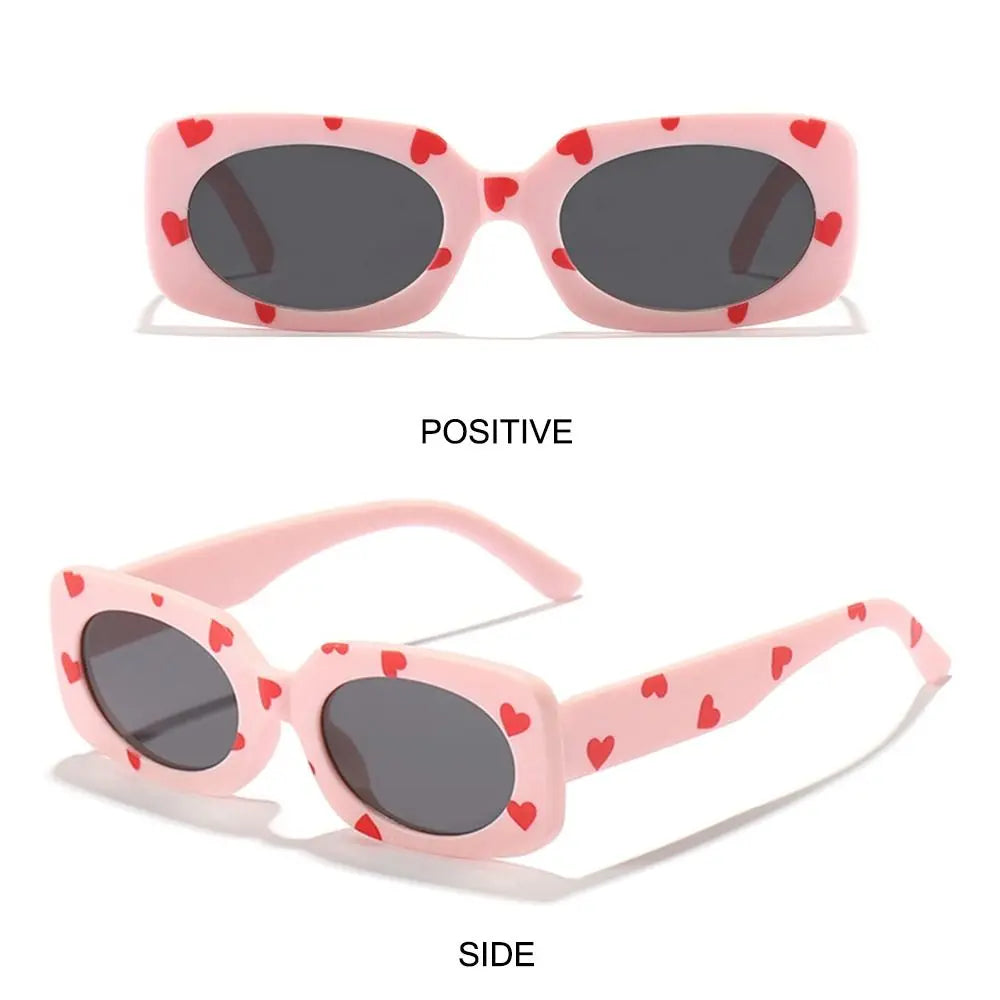 UV400 Heart Print Children Sunglasses Cute 2-8 Years Sun Protection Eyewear Kids Rectangular Sun Glasses