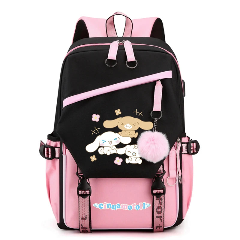 Sanrio Kuromi Cinnamoroll Backpack Teenager Student Rucksack Girl Boy Kids Anime Knapsack Women Cute Cartoon Bag Travel Mochilas