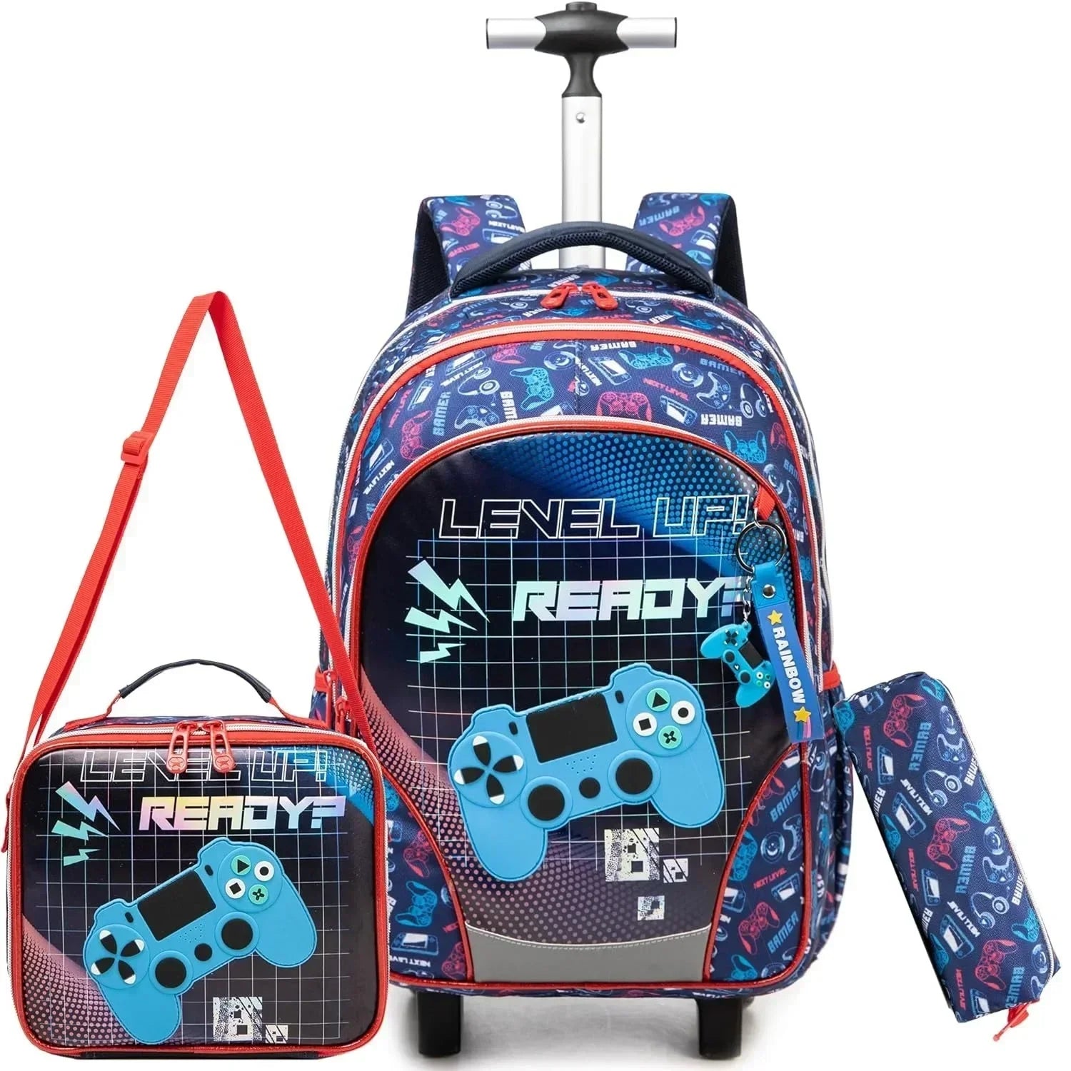 Children's School Backpack with Wheels Kids Wheeled School Bag Teenagers Bag Girls Canvas Backpack Travel Luggage Trolley Bags
