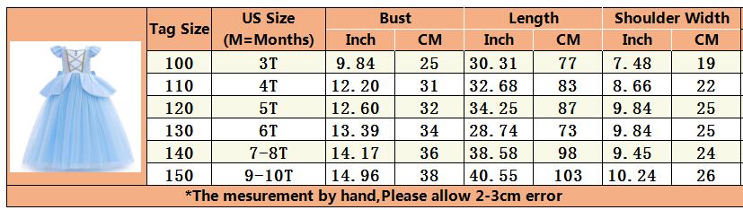 Cinderella Cosplay Costume Kids Clothes for Girls Sequins Princess Dress with Crown Gloves Birthday Party Ball Gown 3-10 Years