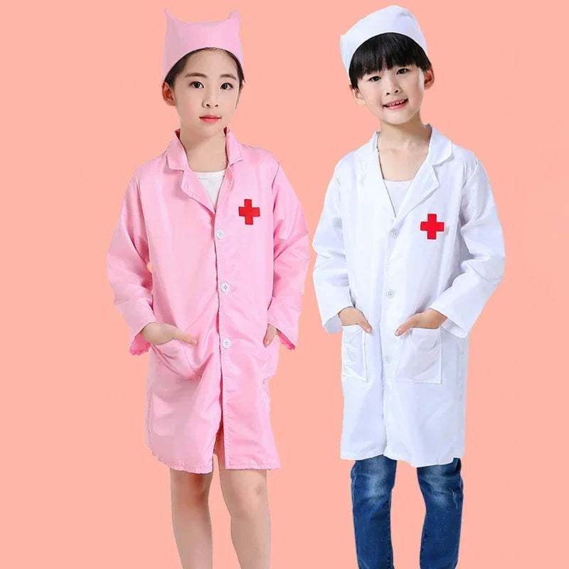 Children Doctors Nurses Kindergartens Professional Practitioners Role Dressing Performance Costume White Coat Festival Costumes
