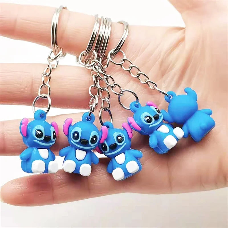 10Pcs/Lot Cartoon Cute Disnesy Stitch Mini Keychain Kawaii Doll Keyring Fashion Bag Cute Ornament Pandent for Girls Gifts Toys