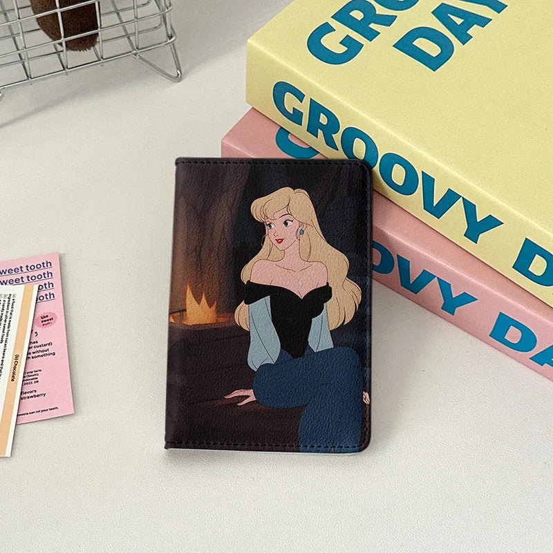 Beautiful Princess Passport Cover Passport Holder Ladies' Travel Essentials Portable Passport Wallet Girls Card Package