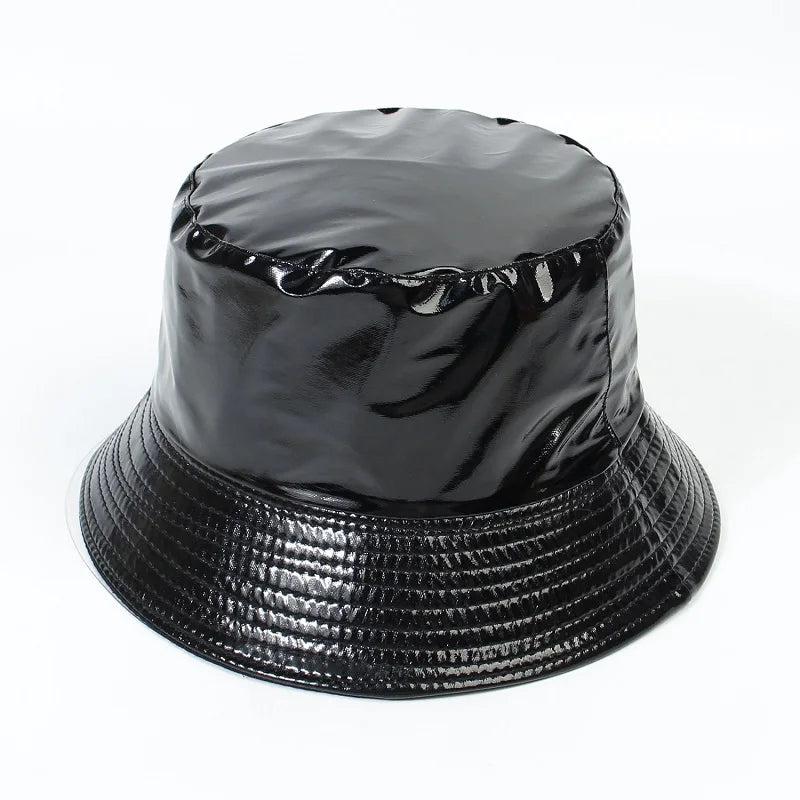 2023 Fashion Bucket Hat Women Girls Leather Solid Panama Caps Men Hiking Hat Fishing Cap Foldable Hip-Hop Street Waterproof Hat