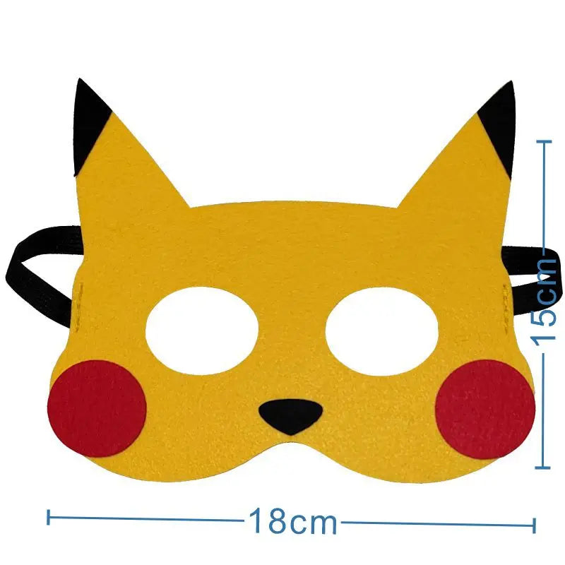 12Pcs Pokemon Felt Mask Anime Cosplay Pikachu Eevee Eye Mask Kids Birthday Party Decoration Dress Up Masquerade Party Supplies