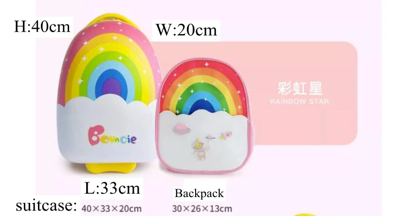 Children's 16 inch Luggage Suitcase Set Backpack Girls Cartoon Travel Trolley Luggage Bag For boys Boarding Suitcase For Kids