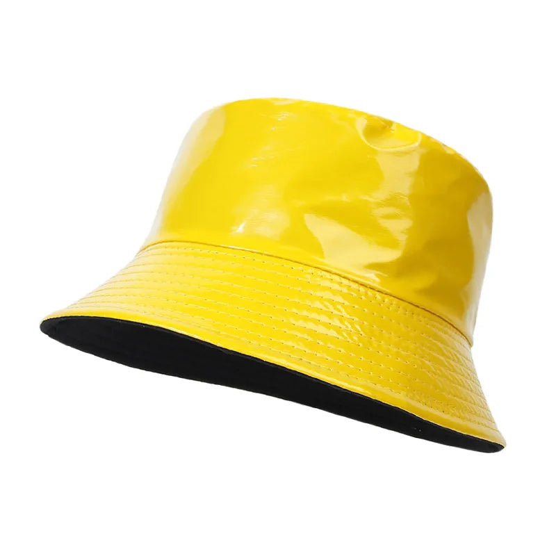 2023 Fashion Bucket Hat Women Girls Leather Solid Panama Caps Men Hiking Hat Fishing Cap Foldable Hip-Hop Street Waterproof Hat