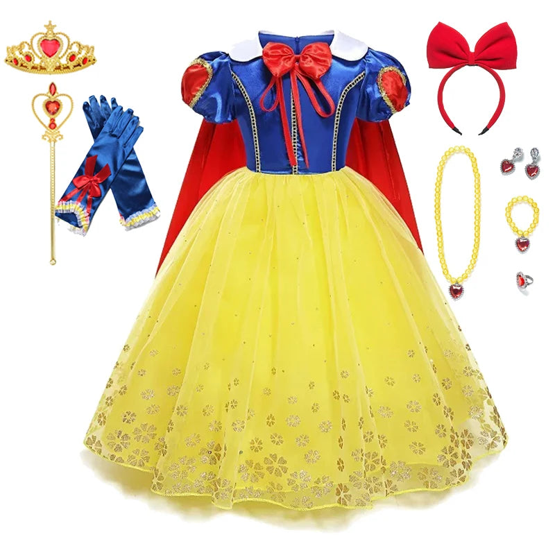 New Kids Girl Dresses Princess Costume Fancy Dress Kids Party Cosplay Princess Costumes Bow Patchwork Cosplay Girls Dress