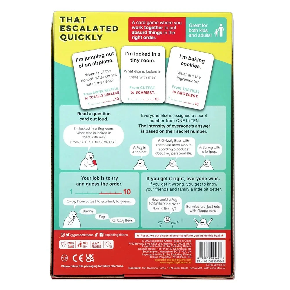 That Escalated Quickly Hilarious Cooperative Card Game Party Game Family Game Night Card Game Great For Both Kids And Adults