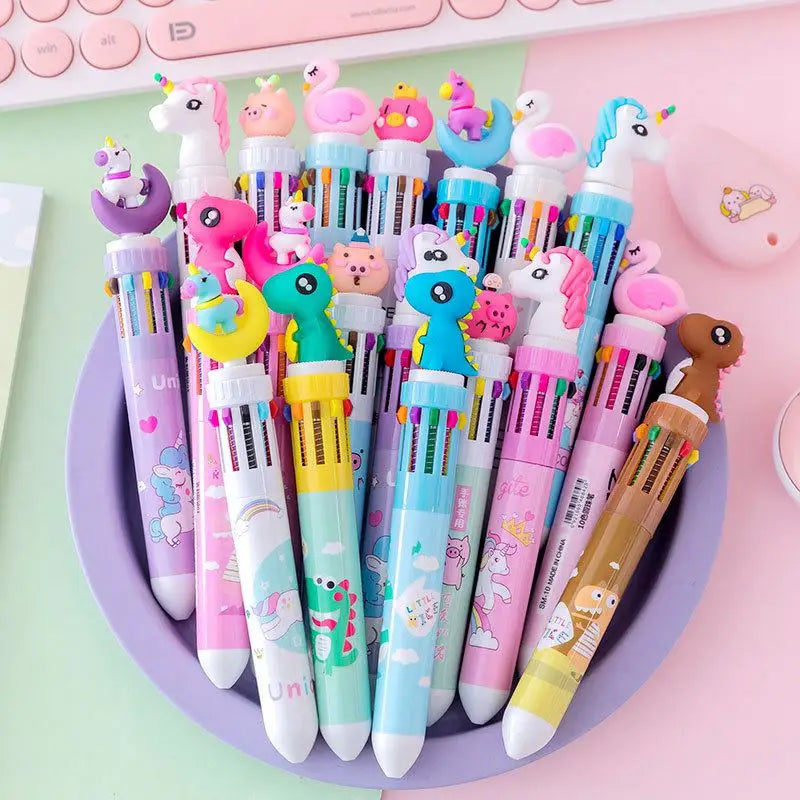 4PCS Cartoon Ballpoint Pen Gift Kids Favor Dinosaur Unicorn Birthday Party Children Prize Gift Christmas Wedding Guest Giveaways