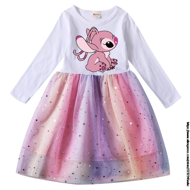 Spring Summer New Children Day Girl Dress Cosplay Costume For Lilo And Stitch Girl Lace Party Birthday Pincess Children Clothing