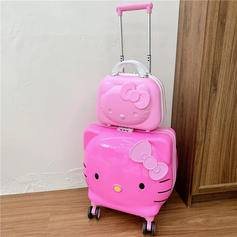 New Hello Kitty 14/20 Inch Cartoon Travel With Lock Trolley Box Cute Suitcase Makeup Case Large-capacity Storage Box Girls Gifts