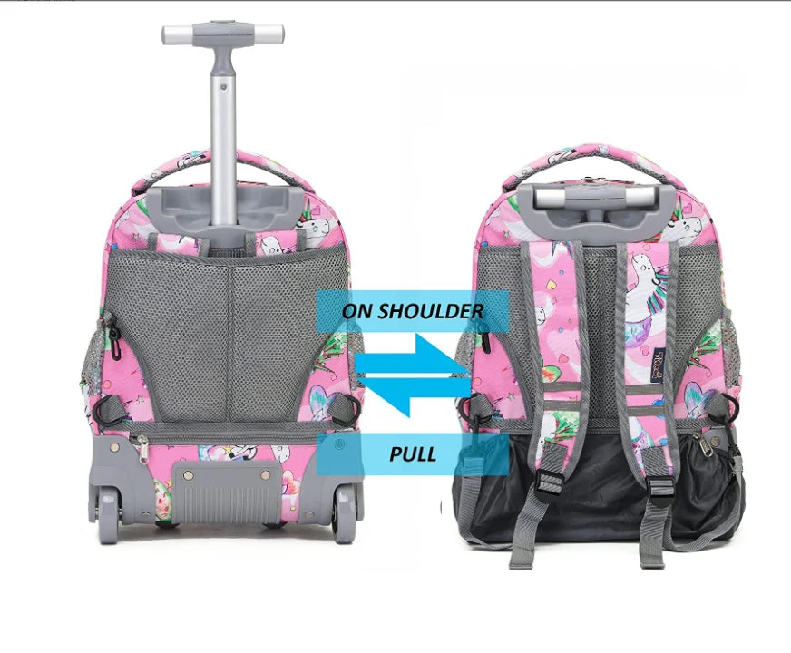Children Rolling Backpack 16 inch Set 3 in 1 with Lunch Bag  Pencil Case for Girls Kids Travel Trolley Rolling Luggage Suitcase